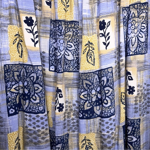 Vintage Sag Harbor Large Floral Blue Yellow Midi Skirt Elastic Waistband Retro - Picture 4 of 12